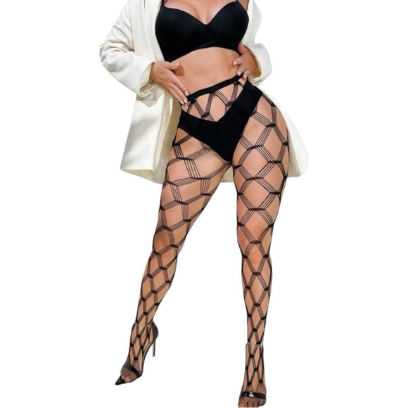 Women Plus Size Black Opaque Tight Stocking