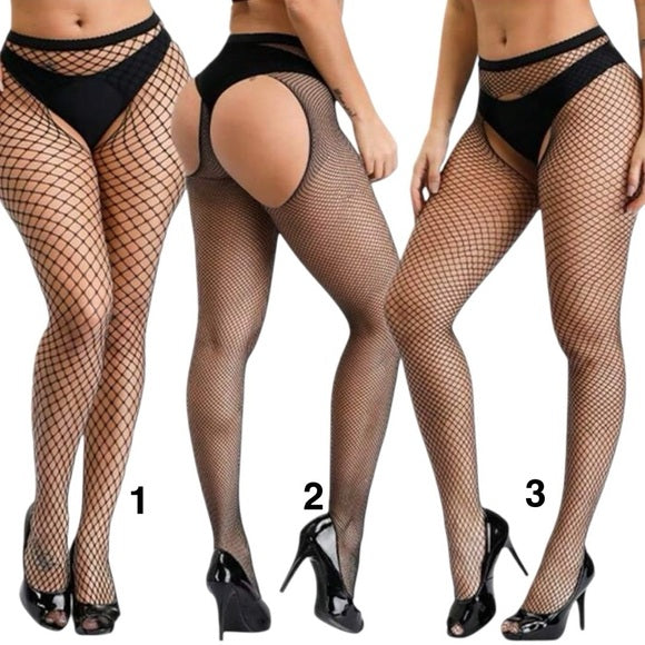 Women Black Fishnet Tight Cut Out Stocking
