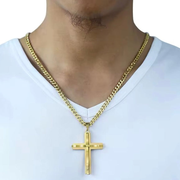Unisex Stainless Steel Cross Pendant Necklace
