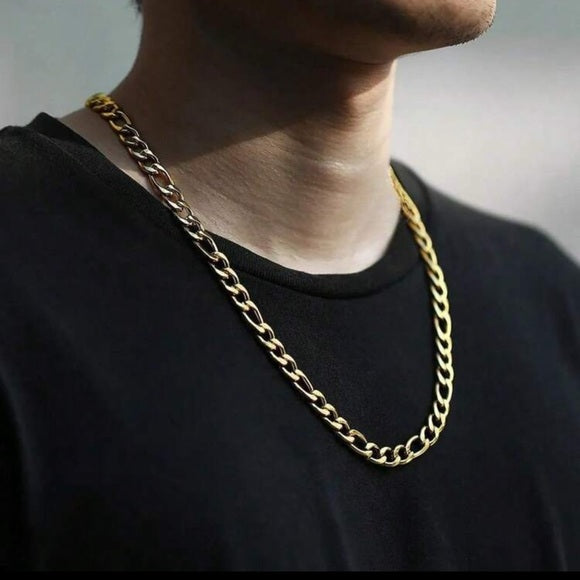 Men Gold Stainless Steel Chain Necklace