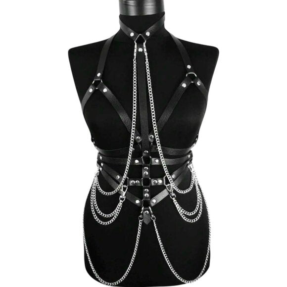 PU Leather Body Chain Belt With Adjustable Harness