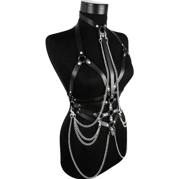 PU Leather Body Chain Belt With Adjustable Harness