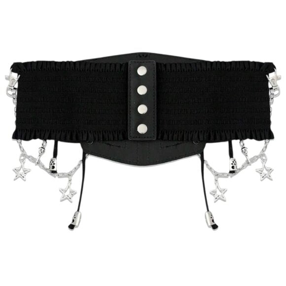 Women Black Lace Chain Skeleton Cross Belt