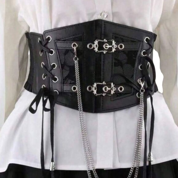 Women Punk Style PU Leather Waist Trainer Belt