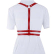 Women Plus Size Gothic Style Red PU Leather Sexy Harness Waist Belt