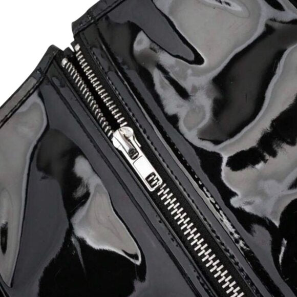 Women Punk Style Zipper Closure Bustier Waist Belt Cropped Corset