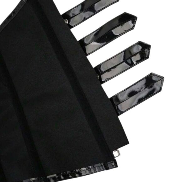 Women Punk Style Zipper Closure Bustier Waist Belt Cropped Corset