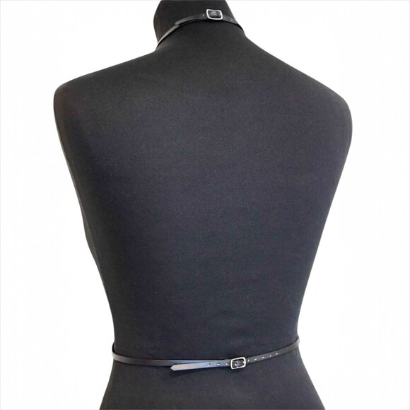 Black PU Leather Bondage Skirt Inspired Binding Mini Harness